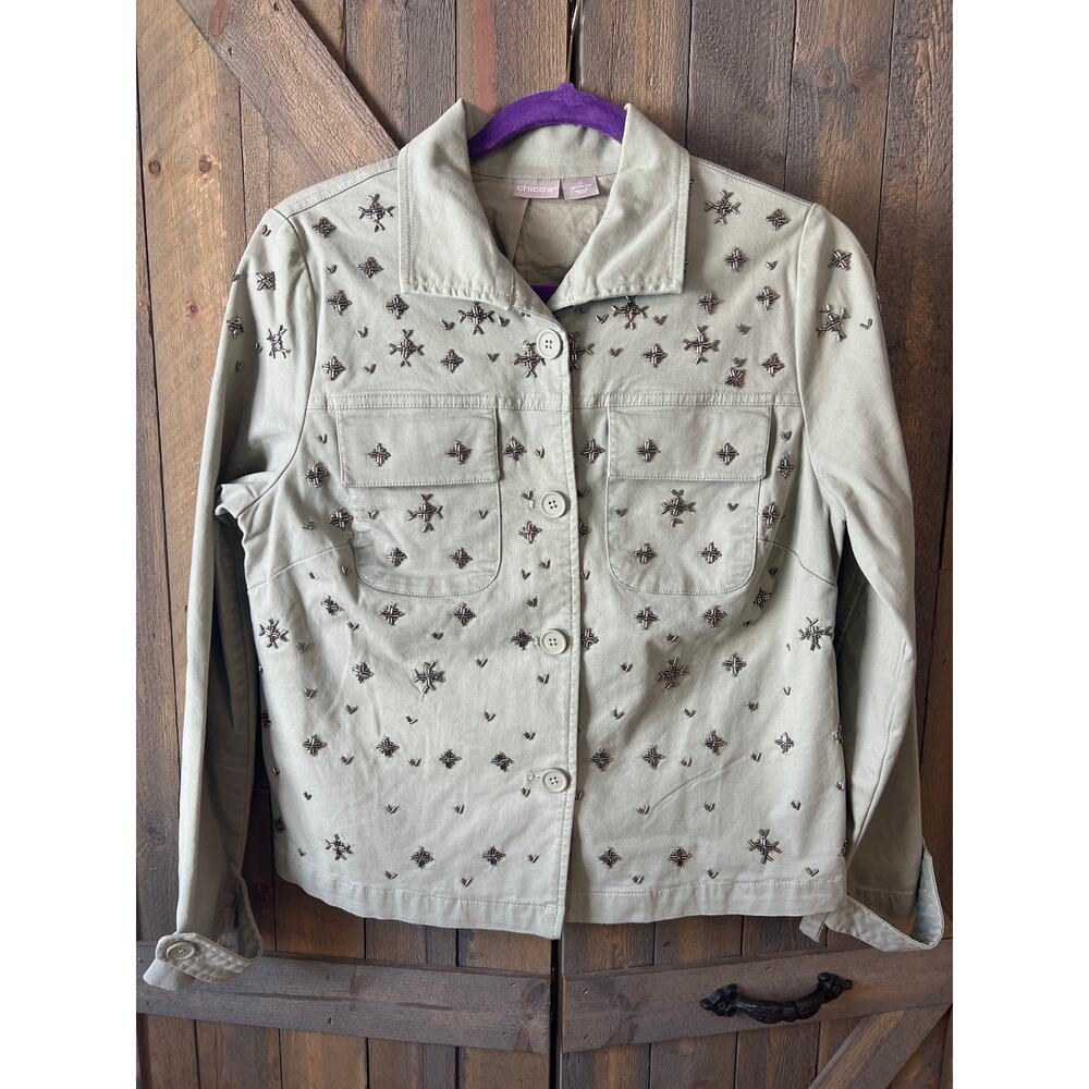 Chico's Embellished Olive Jacket